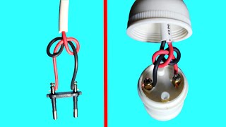 CARA KREATIF MEMASANG KABEL KE FITING LAMPU GANTUNG DAN STEKER 2 KABEL