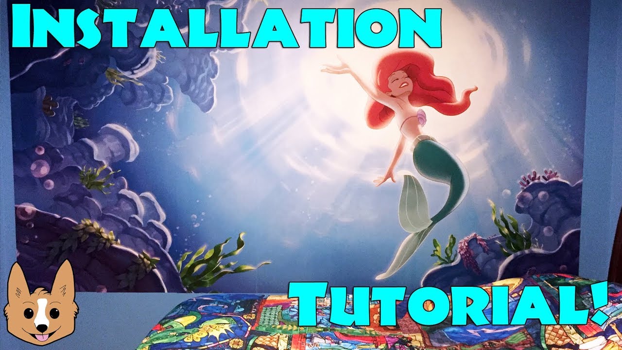 Installing Ariel The Little Mermaid RoomMates Wallpaper Mural Tutorial JL1370M