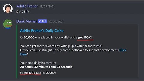 Wow! You Can Get A God Box In Dank Memer 100th Daily Streak!