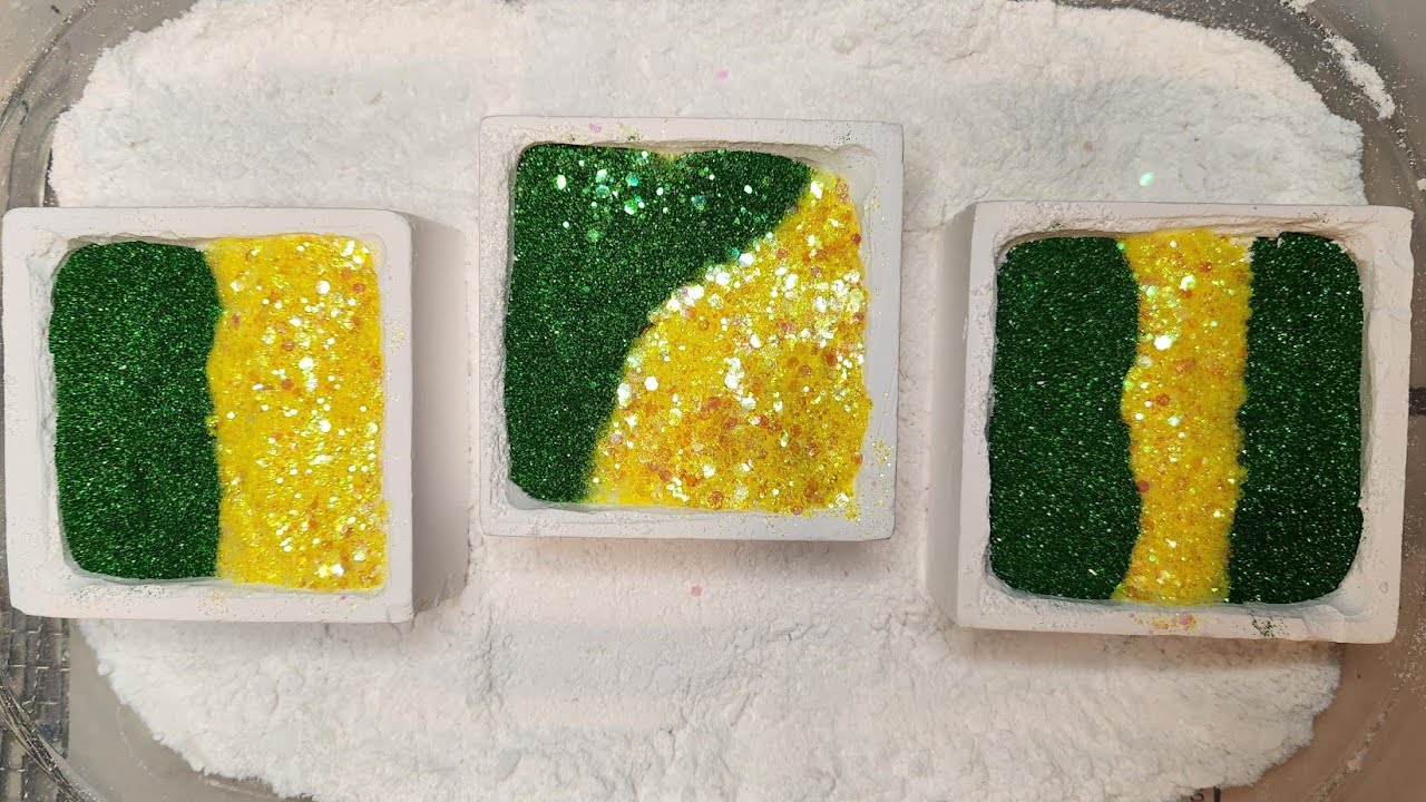 Green & Yellow gymchalk glitter bomb crush #gymchalkasmr #fyp #Sleepaid #relaxingvideo #satisfying 