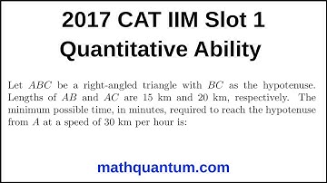 Question 20 2017 CAT IIM Quantitative Ability Slot 1 Let ABC be a right-angled triangle with BC
