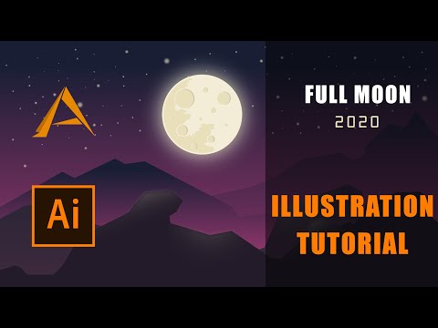 Full moon - illustration tutorial | Flat Design (Speed Art)