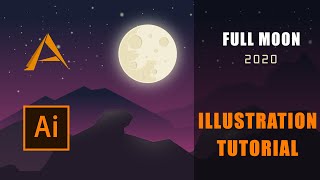 Full Moon - Illustration Tutorial Flat Design Speed Art