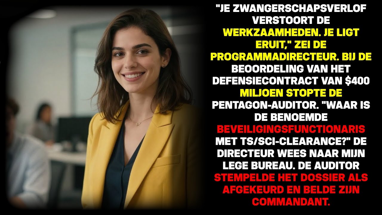 Ik stond op het trottoir met mijn badge in mijn hand en een zwangerschapsbuik die mijn eigen schoenen verborg, terwijl de man die net mijn carrière had beëindigd naar me glimlachte en zei: "Je...