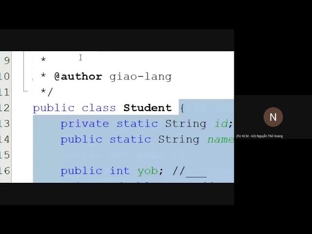 Outline Video Nhập môn Lập trình OOP với Java: Bài 08 - Static (phiên bản 1)