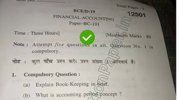 2019 KUK BCom 1st Sem Financial Accounting Question Paper