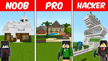 NOOB vs PRO vs HACKER: Modern House Build Challenge | Minecraft! (Tagalog)