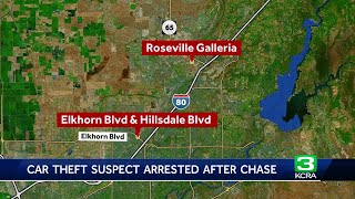 Stolen vehicle pursuit ends at Roseville Galleria Mall, Sac County sheriff says