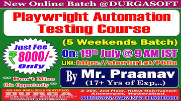 Playwright Automation Testing Course Online Training @ DURGASOFT