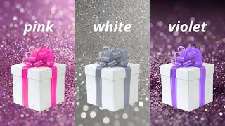 Choose your gift, PINK, White or violet. Elige tu regalo, rosado, blanco o violeta. #gift #viral