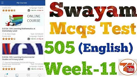 SWAYAM SOLVED MCQs COURSE-505 WEEK-11 ENGLISH | UNIT-3 IN ENGLISH  | TEJ TUBE