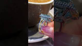 13.0CT+ SANTA MARIA COLOR AQUAMARINE u0026 DIAMOND u0026 18K GOLD RING ~ 🌊 🎁