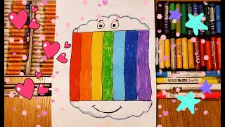 Делаем Открытку Радужная тучка / Урок Рисования / How to make a postcard Rainbow / Drawing Lesson