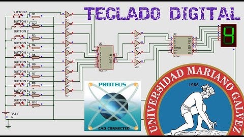 Teclado Digital - Teclado de 10 dígitos (0-9) a binario, de binario a display de 7 segmentos.