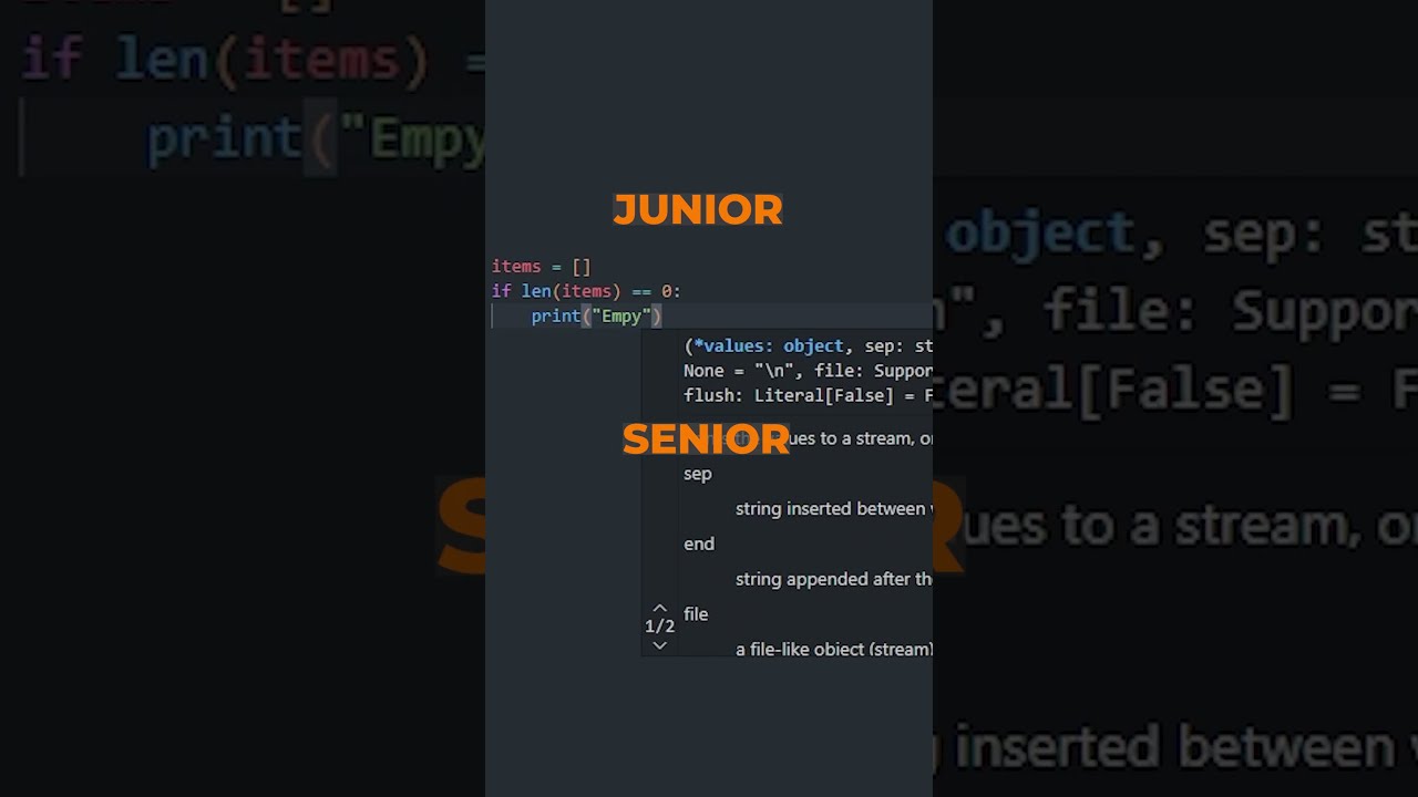 Junior Vs Senior Python Programming Shorts Coding