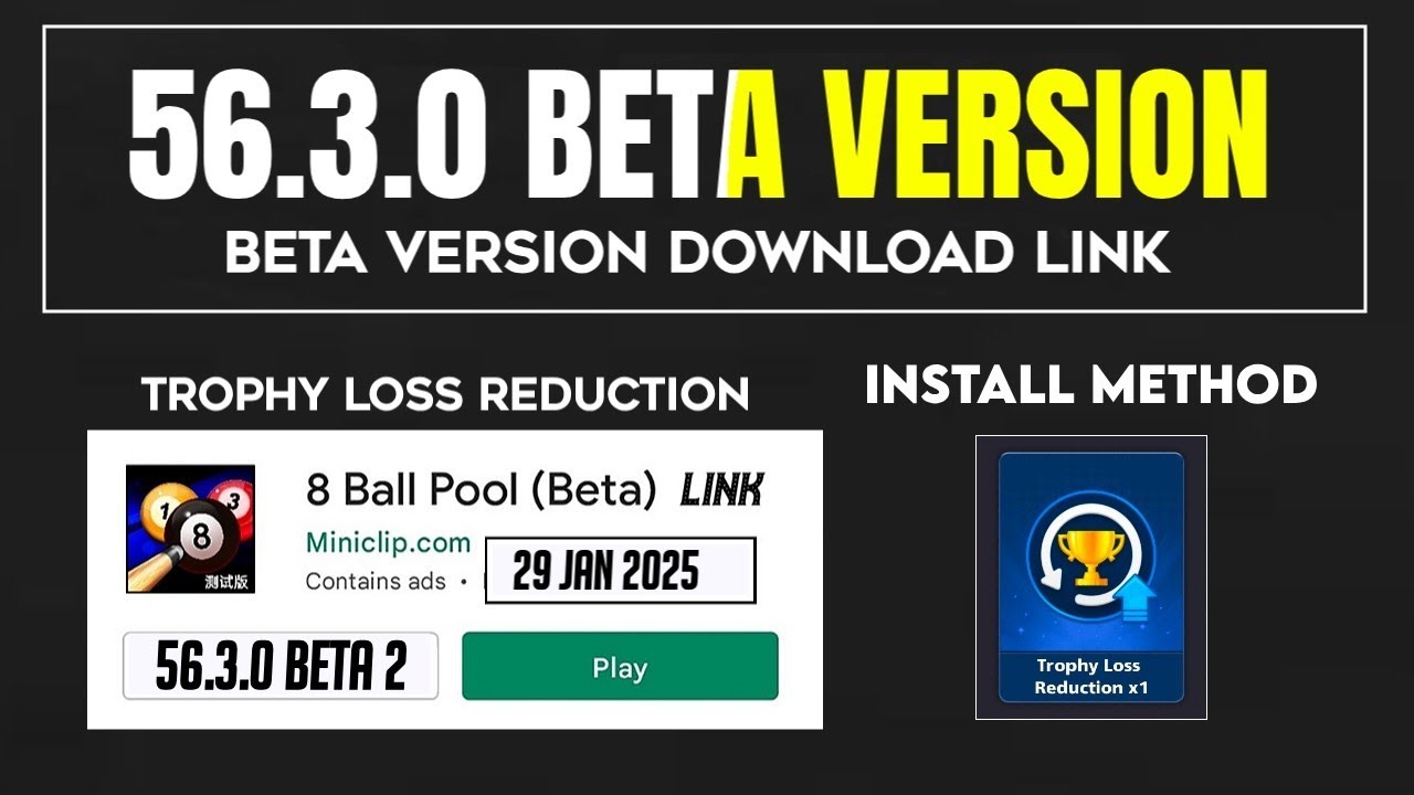 BETA BOOSTS SHOP TROPHY LOSS UPDATE | 56.3.0 BETA VERSION DOWNLOAD & INSTALL METHOD | 8 BALL POOL