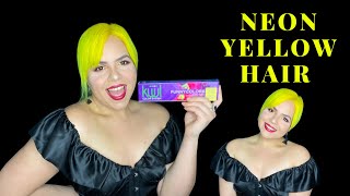 DYING MY HAIR NEON YELLOW! Kuul Funny Colors