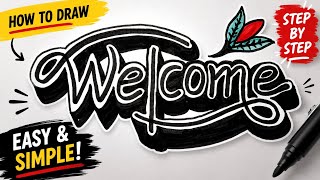 Welcome Drawing Tutorial ✨ | Easy Stylish Lettering Art | Step By Step Drawing