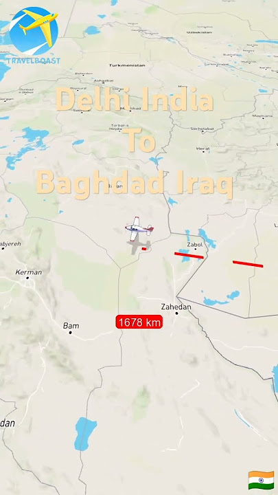 New Delhi Delhi India To Baghdad Iraq #Flight #Travel #Map #Animation #Viral #Youtube #Shorts #