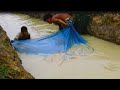 The Best Fishing By Smart 2 Men- Fishing In Canal Using Mosquito Net