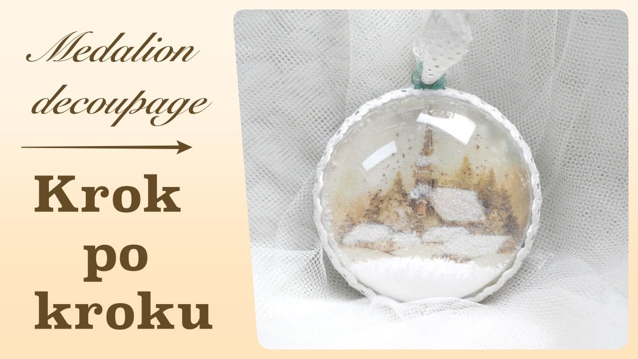 Dwustronny medalion decoupage ze sztucznym śniegiem - krok po kroku