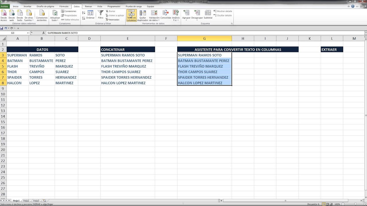 Concatenar y extraer en excel v3 youtube