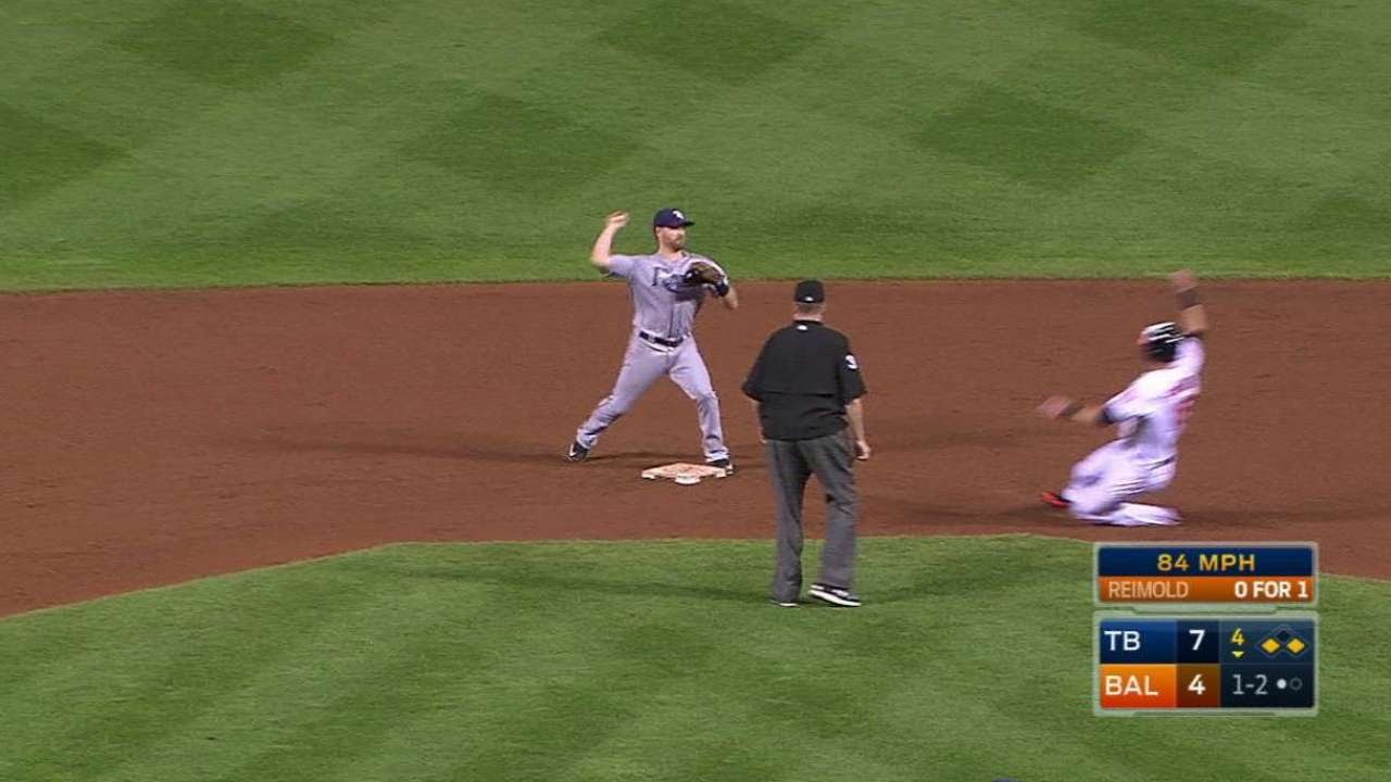 TB@BAL: Rays turn inning-ending 5-4-3 double play