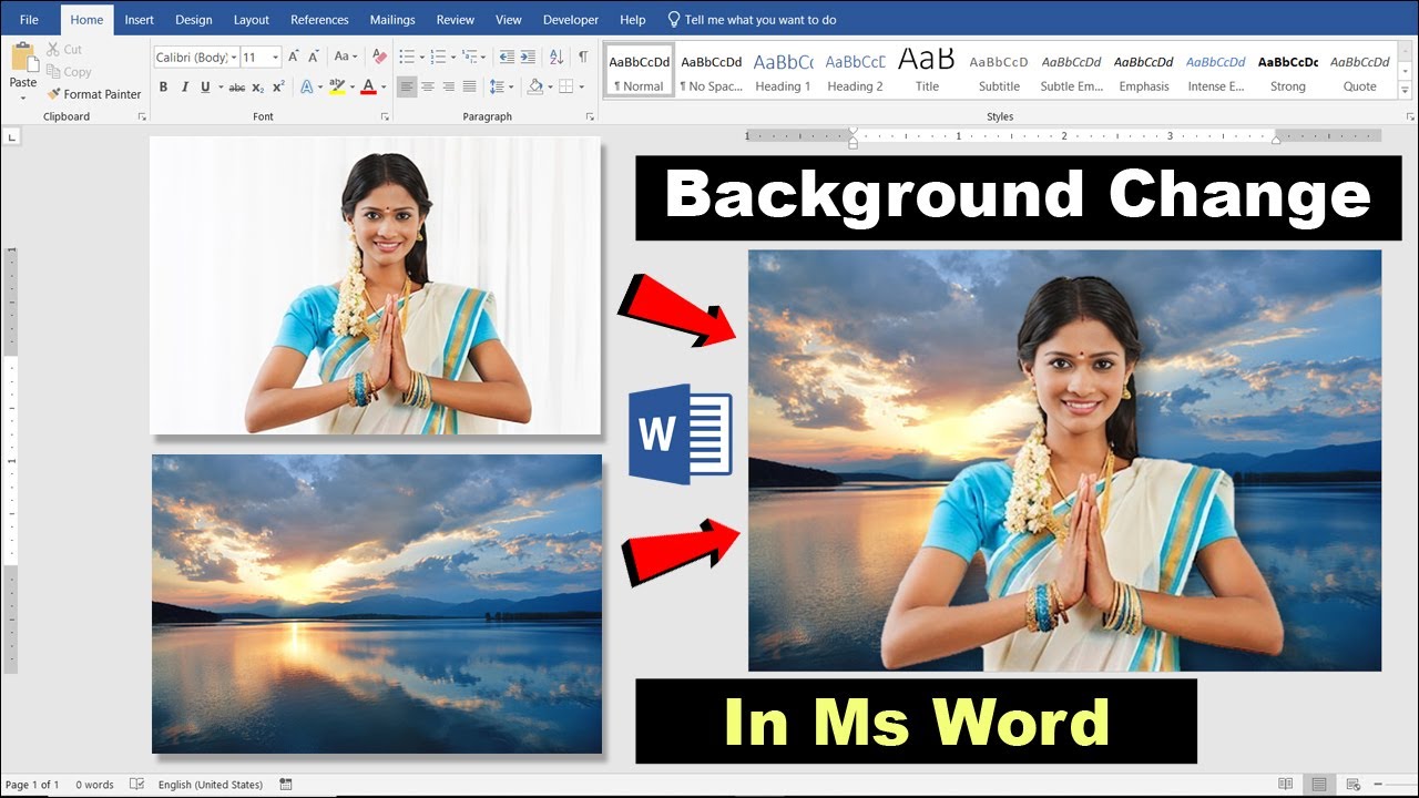 Remove and Change Photo Background in MS Word Tutorial || MS Word Tips ...