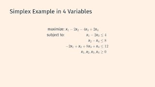 Simplex Method to Solve an LPP in 4 Variables
