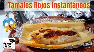 ‼️TAMALES EXPRESS DE DESHEBRADA EN CHILE ROJO|8 minutos en el comal| Forma Rápida de hacer tamales