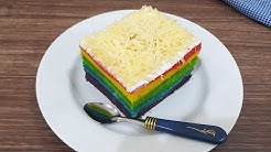 Rainbow Cake Kukus Lembut dan Enak | Cara Mudah Membuat Bolu Pelangi - Durasi: 20.04. 