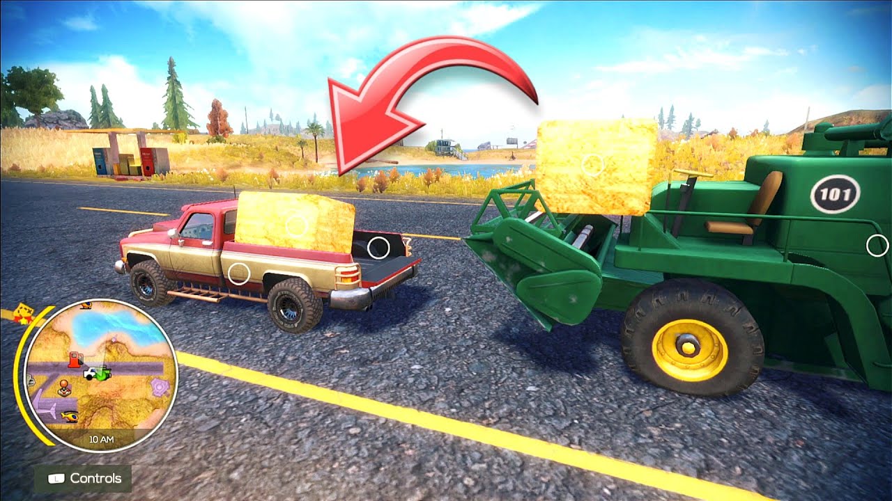 Combine Loads Hay Bale On Pickup Truck | Off The Road Unleashed Nintendo Switch Gameplay HD