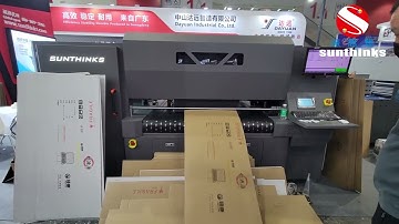 Sunthinks single pass corrugated carton box printer is being shown at Print South China expo 2023