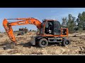 Doosan Excavator Working in Sand | Heavy Machinery Action