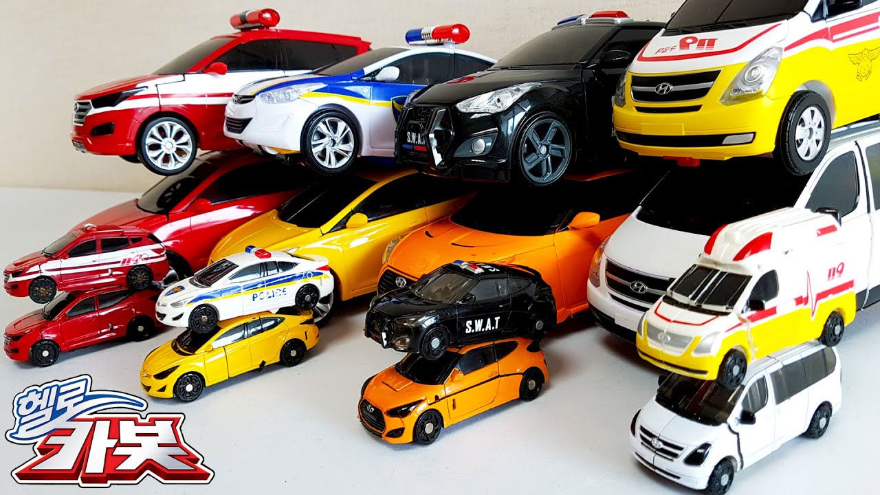 헬로카봇 장난감자동차 소방차 경찰차 구급차 변신놀이 Hello Carbot CarToys Transformation Play