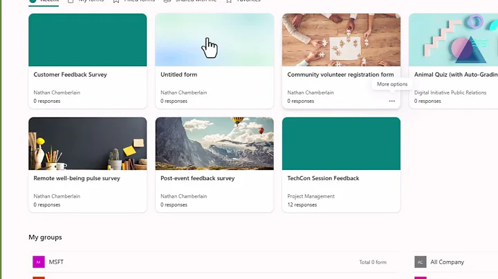How to move a personal form in Microsoft Forms to a group or team