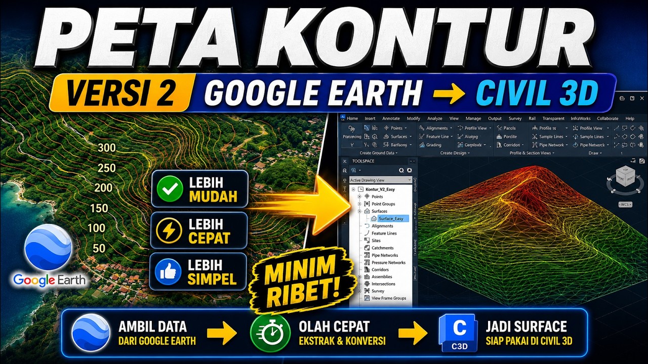 Cara Mudah Membuat Peta Kontur Google Earth ke Civil 3D dengan Web ...