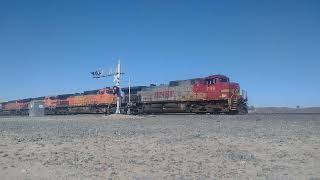 WB BNSF Domestic Intermodal/Empty Spine Cars Train Feat Bonnet At Hodge Ca! #bigbossrailfanner