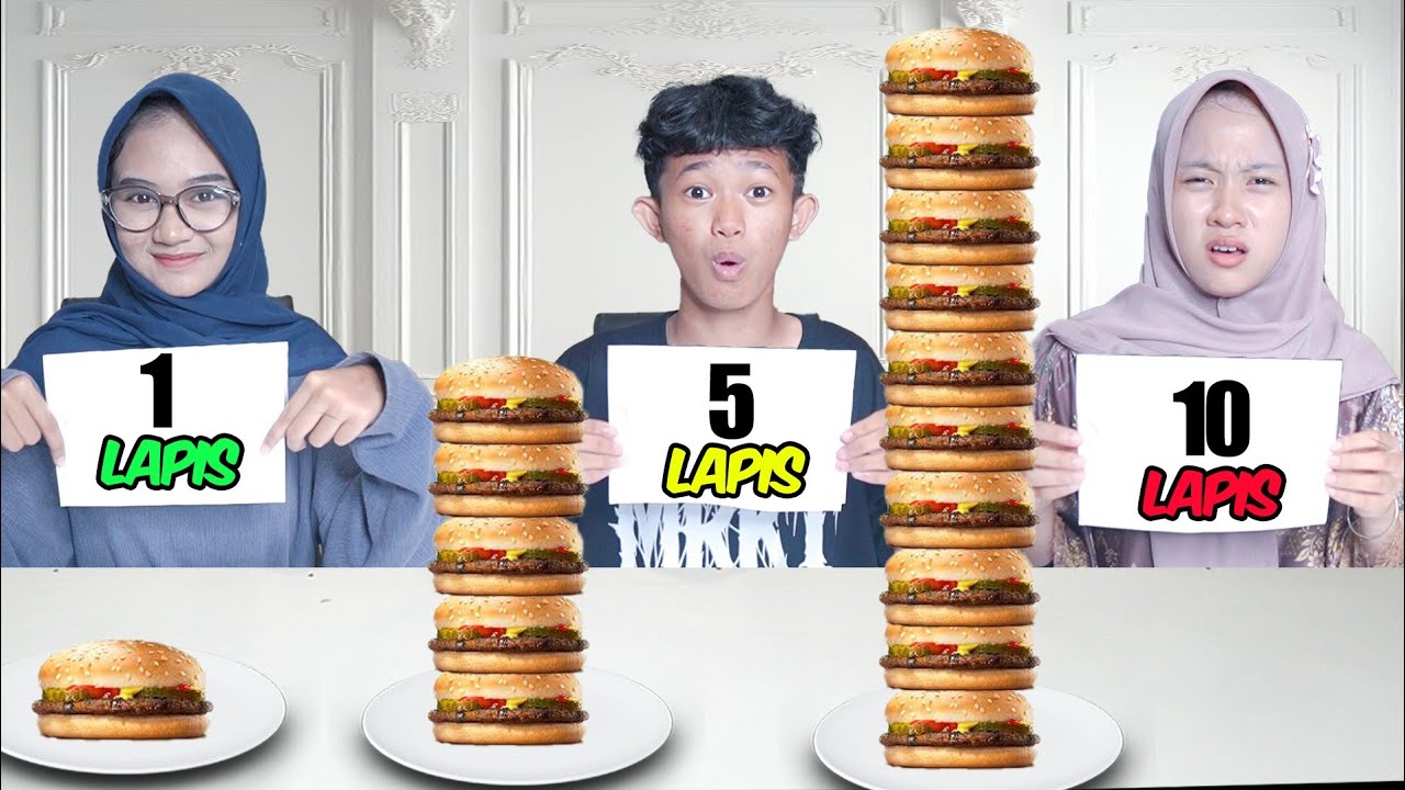 TANTANGAN MAKANAN 1LAPIS, 5LAPIS DAN 10LAPIS AMEL ADNAN KANZA