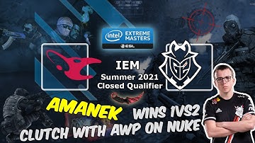 AmaNEk wins 1vs2 clutch with AWP on Nuke, mousesports vs G2, IEM Summer 2021 Closed Qualifier