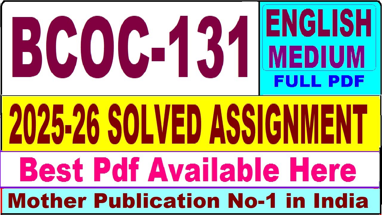 BCOC 131 solved assignment 2025-26 || bcoc 131 solved assignment 2026 in English || ignou bcoc131