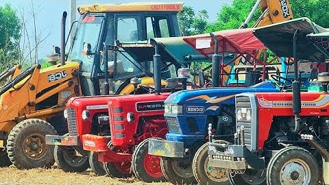JCB 3dx Backhoe Loading Mud in Massey | Mahindra 475 | Eicher 485 #jcbvideo #tractorvideo #jcb3dx