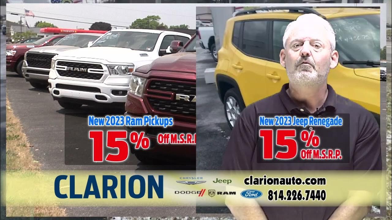 15 Off MSRP on Select 2023s at Clarion Chrysler Dodge Jeep & RAM YouTube