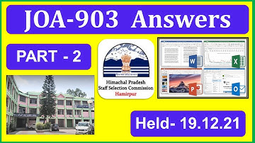 JOA 903 HPSSC JOA IT SOLVED PAPER Part 2 || JOA IT Question paper 2021 || POST CODE 903 ANSWER KEY