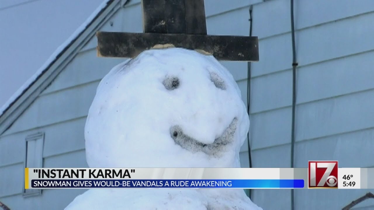 Driver trying to destroy snowman hits stump it’s built on instead YouTube