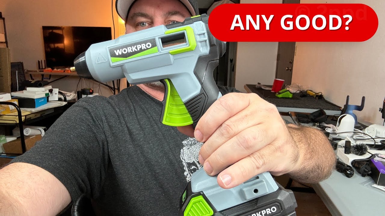 WORKPRO Cordless Hot Melt Glue Gun, Rechargeable Fast Preheating