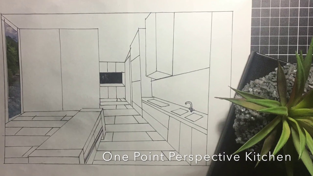 One Point Perspective Kitchen 2