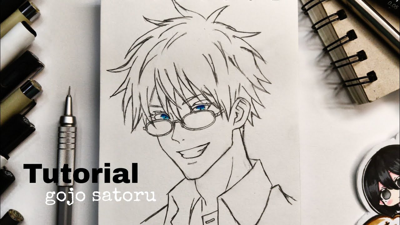 Gojo satoru drawing easy step by step | gojo with glasses | jujutsu ...