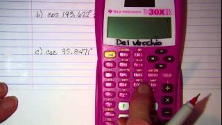 Finding Trig Function Values using a Calculator