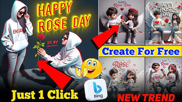 How to Generate Happy Rose Day Love 💖 couples name Photo editing | Bing image creator tutorial